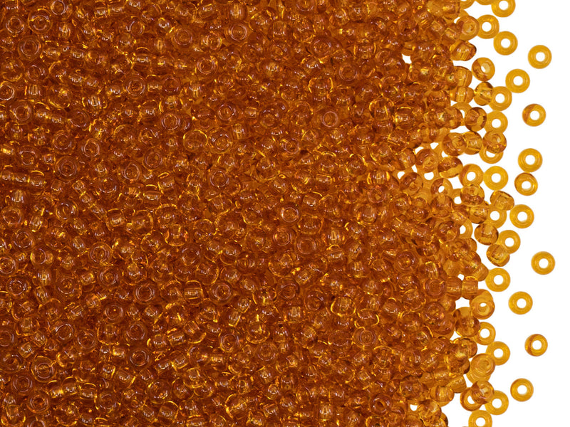 Rocailles Seed Beads 11/0, Topaz Transparent, Czech Glass