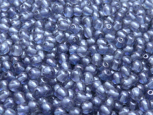 Round Beads 4 mm, Crystal Blue Luster, Czech Glass