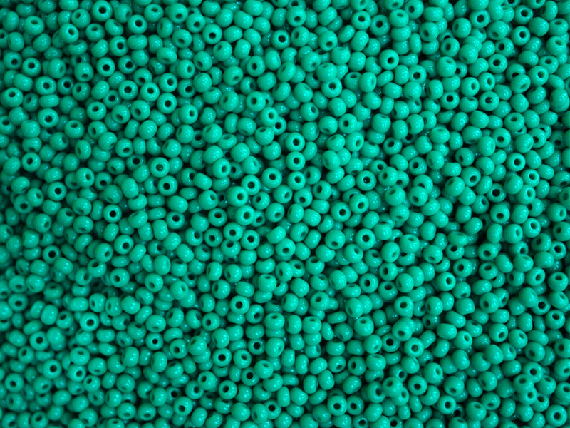 Rocailles Seed Beads 11/0, Emerald Opaque, Czech Glass