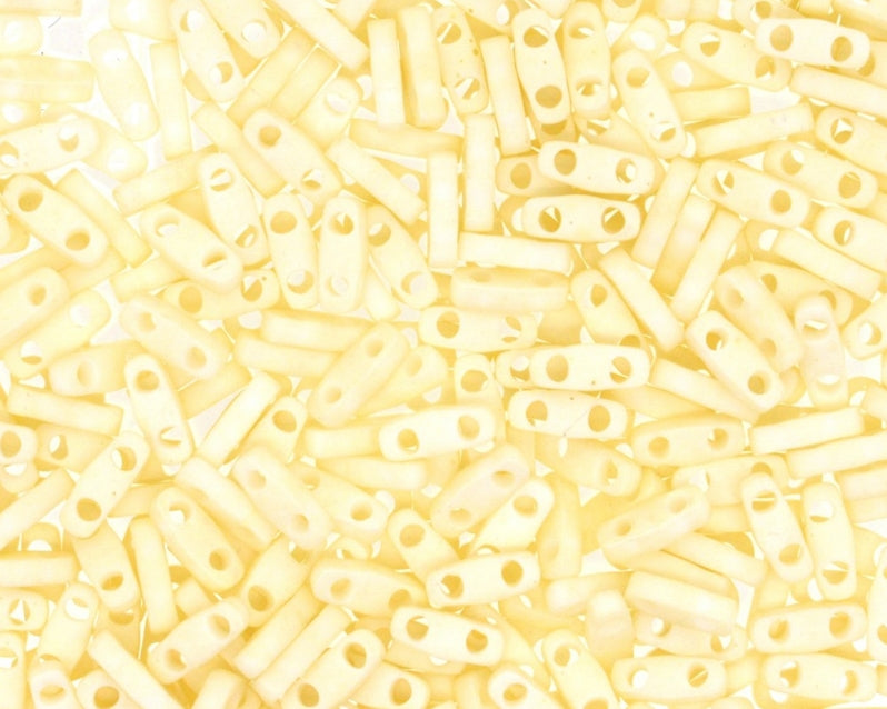 Quarter Tila™Beads 5x1.2x1.9 mm, 2 Holes, Opaque Cream Matted, Miyuki Japanese Beads
