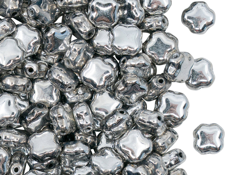 Four Pointed Star Beads 7x7x4 mm, Crystal Labrador Full, Czech Glass