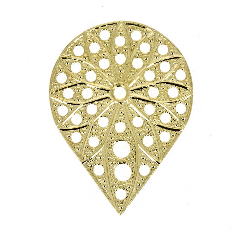 Filigree Drop 30x21 mm, 23KT Gold Plated, Metal