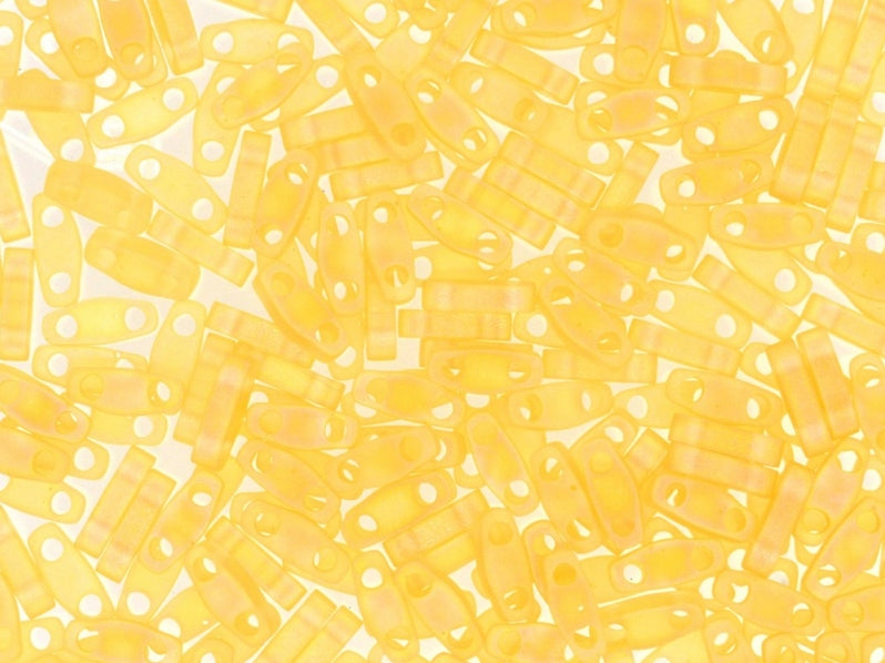 Quarter Tila™Beads 5x1.2x1.9 mm, 2 Holes, Transparent Light Topaz Matted AB, Miyuki Japanese Beads
