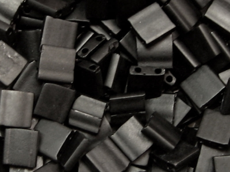 Tila™Beads 5x5 mm, 2 Holes, Black Matted, Miyuki Japanese Beads