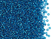 Rocailles Seed Beads 11/0, Saturated Blue Silver Lined Square Hole, Czech Glass