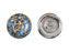Czech Glass Buttons Hand Painted, Size 8 (18.0mm | 3/4''), Deep Pale Blue Gold Floral Ornament, Czech Glass