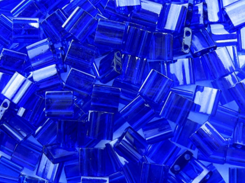Tila™Beads 5x5 mm, 2 Holes, Transparent Cobalt, Miyuki Japanese Beads