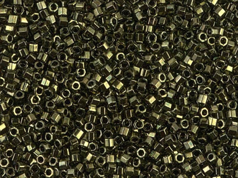 Delica Beads Cut 11/0, Metallic Olive, Miyuki Japanese Beads