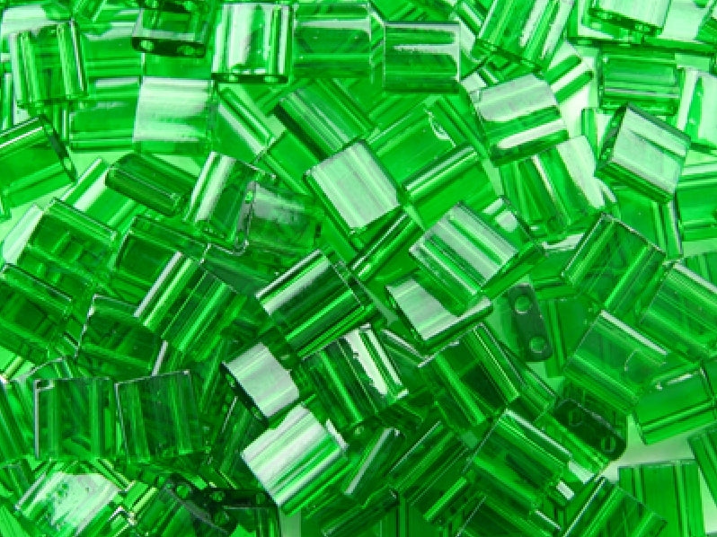 Tila™Beads 5x5 mm, 2 Holes, Transparent Green, Miyuki Japanese Beads