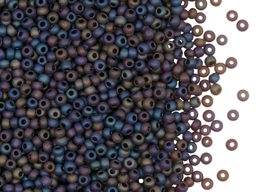 Rocailles Seed Beads 10/0, Dark Topaz Matte Iris, Czech Glass