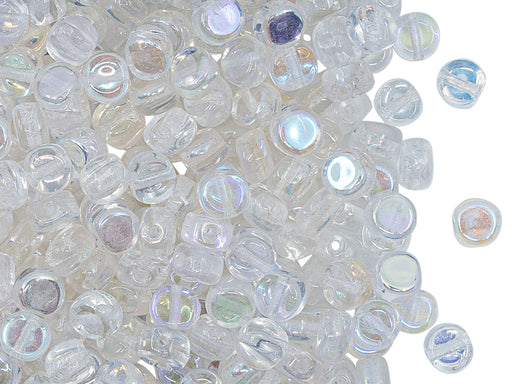 Round Flat Beads 5x3 mm, Crystal AB, Czech Glass