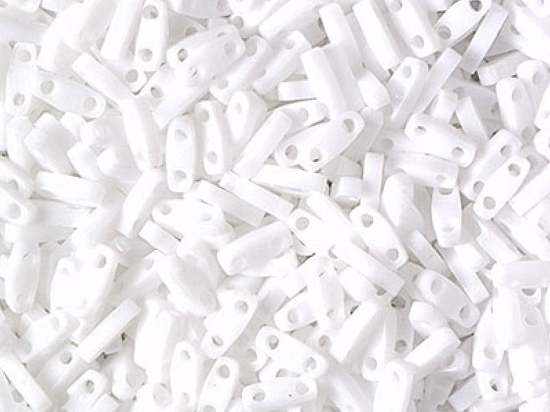 Quarter Tila™Beads 5x1.2x1.9 mm, 2 Holes, White Opaque, Miyuki Japanese Beads