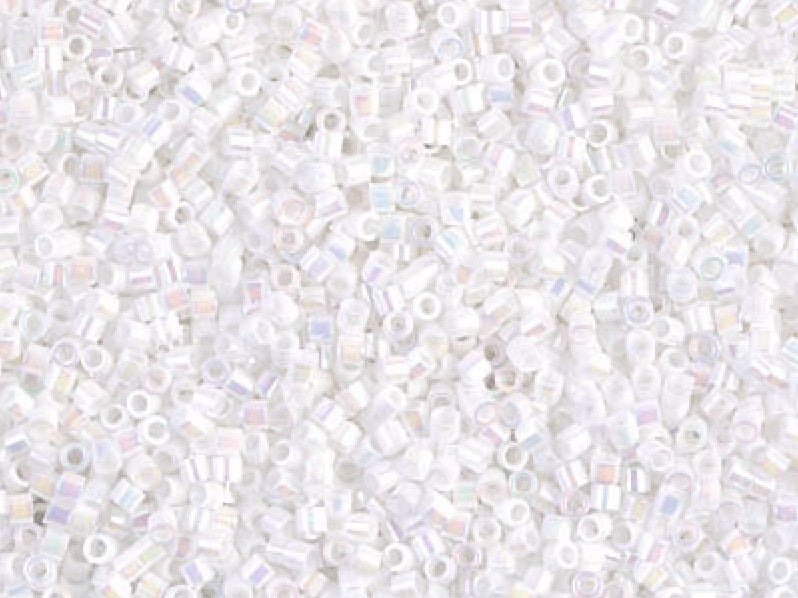 Delica Seed Beads 15/0, White Pearl AB, Miyuki Japanese Beads