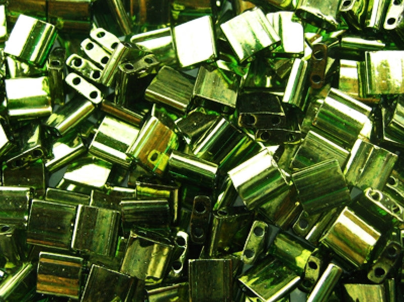 Tila™Beads 5x5 mm, 2 Holes, Olive Green Gold Luster, Miyuki Japanese Beads