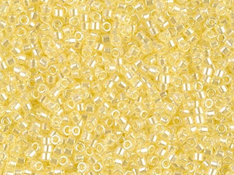 Delica Seed Beads 15/0, Transparent Pale Yellow Luster, Miyuki Japanese Beads
