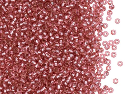 Rocailles Seed Beads 10/0, Transparent Light Pink Solgel Silver Lined, Czech Glass