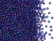 Rocailles Seed Beads 10/0, Dark Sapphire Rainbow Silver Lined, Czech Glass