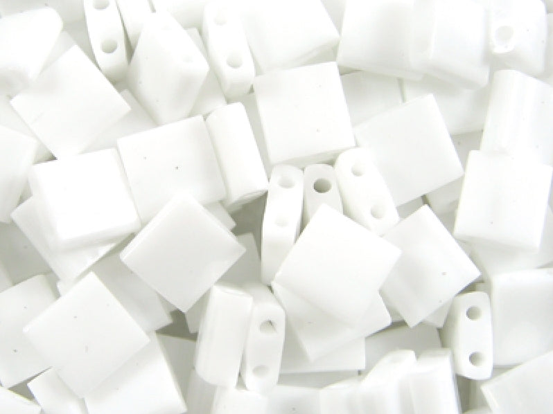 Tila™Beads 5x5 mm, 2 Holes, White Opaque, Miyuki Japanese Beads
