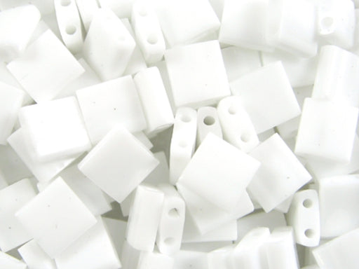 Tila™Beads 5x5 mm, 2 Holes, White Opaque, Miyuki Japanese Beads