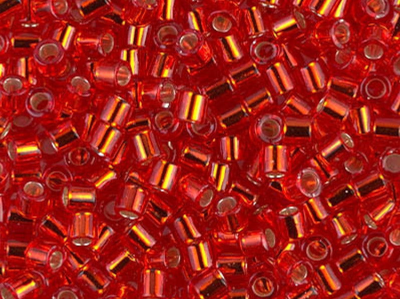 Delica Seed Beads 8/0, Red Silver Lined, Miyuki Japanese Beads
