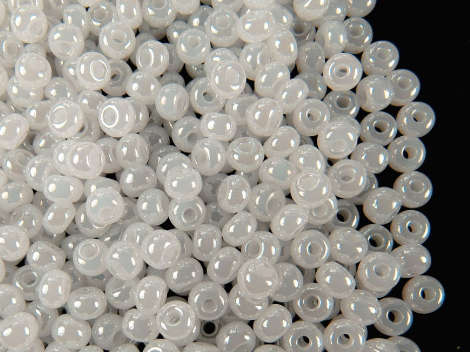 Rocailles Seed Beads 6/0, White Opal Pearl, Czech Glass
