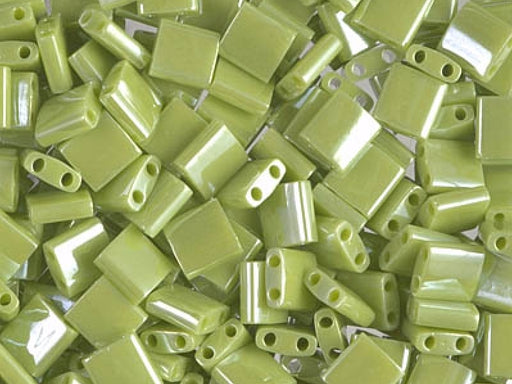 Tila™Beads 5x5 mm, 2 Holes, Opaque Chartreuse Luster, Miyuki Japanese Beads