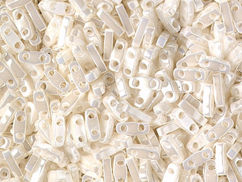 Quarter Tila™Beads 5x1.2x1.9 mm, 2 Holes, Antique Ivory Pearl Ceylon, Miyuki Japanese Beads