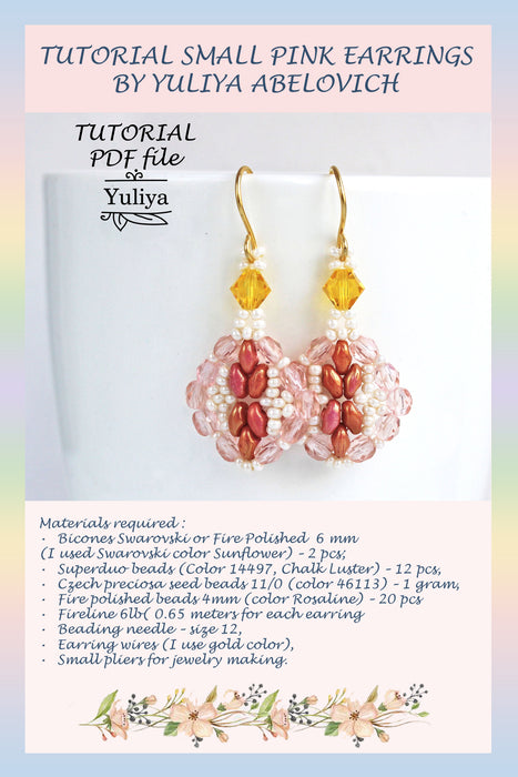 PDF Tutorial Small Pink Earrings