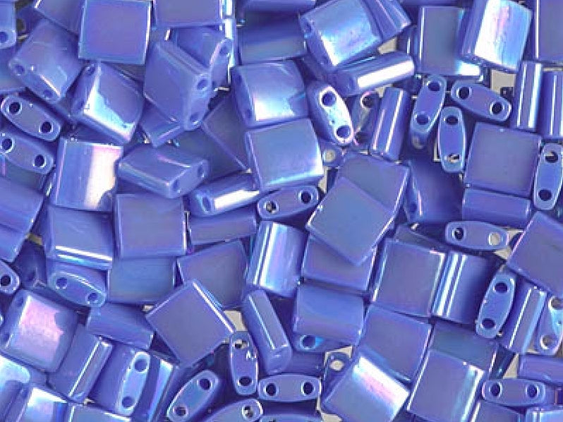 Tila™Beads 5x5 mm, 2 Holes, Opaque Periwinkle AB, Miyuki Japanese Beads