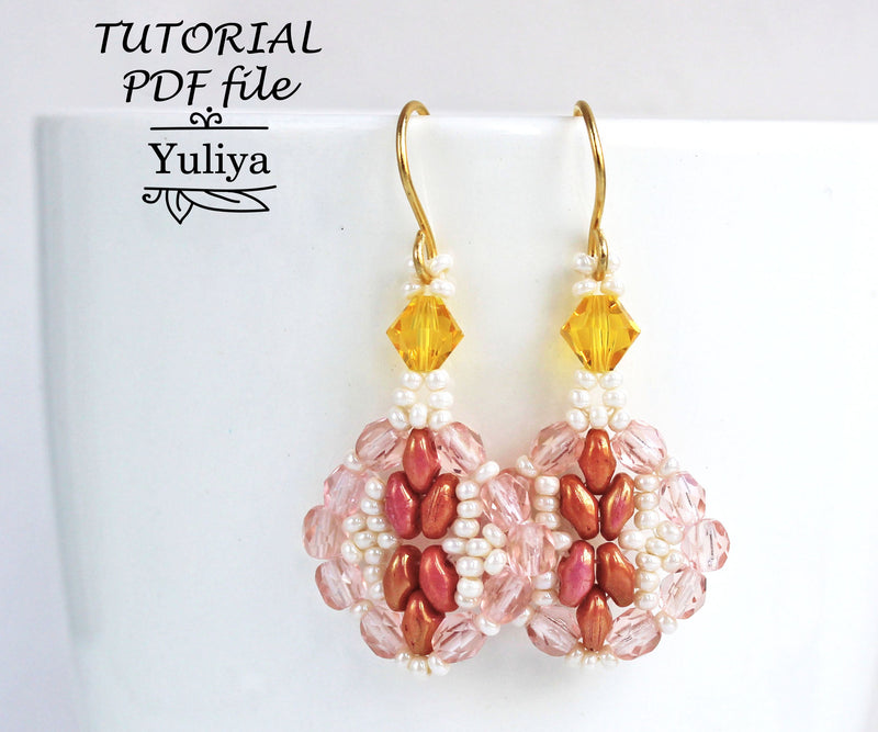 PDF Tutorial Small Pink Earrings