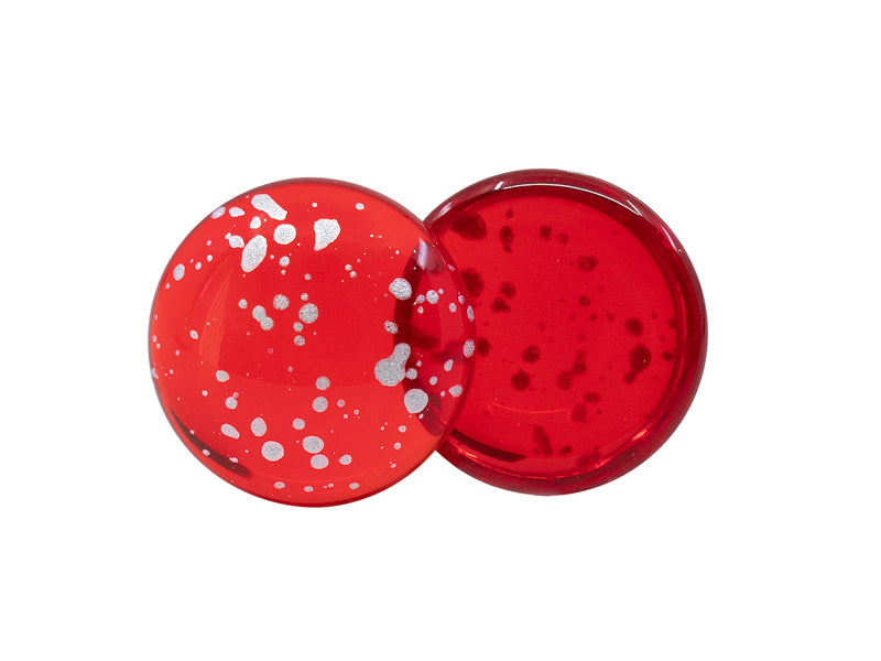 Czech Glass Cabochons 18 mm, Light Siam Splash Silver, Czech Glass