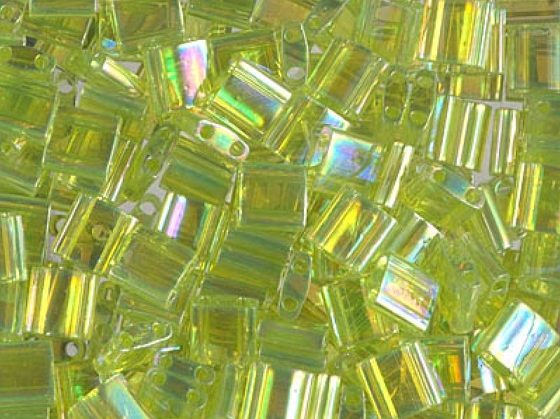 Tila™Beads 5x5 mm, 2 Holes, Transparent Chartreuse AB, Miyuki Japanese Beads
