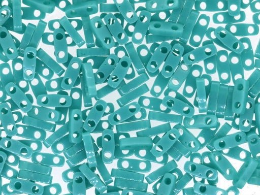 Quarter Tila™Beads 5x1.2x1.9 mm, 2 Holes, Opaque Turquoise Green, Miyuki Japanese Beads