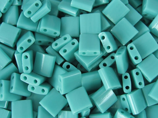 Tila™Beads 5x5 mm, 2 Holes, Opaque Turquoise Green, Miyuki Japanese Beads