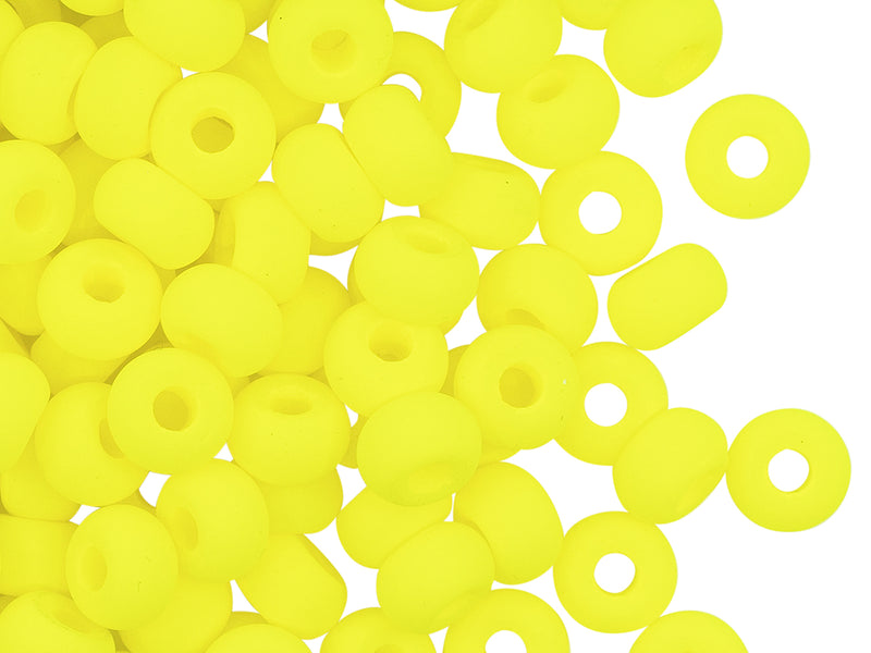 Pony Beads 7x5 mm, Neon Yellow, Czech Glass