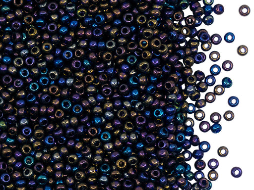 Rocailles Seed Beads 10/0, Dark Sapphire Rainbow, Czech Glass