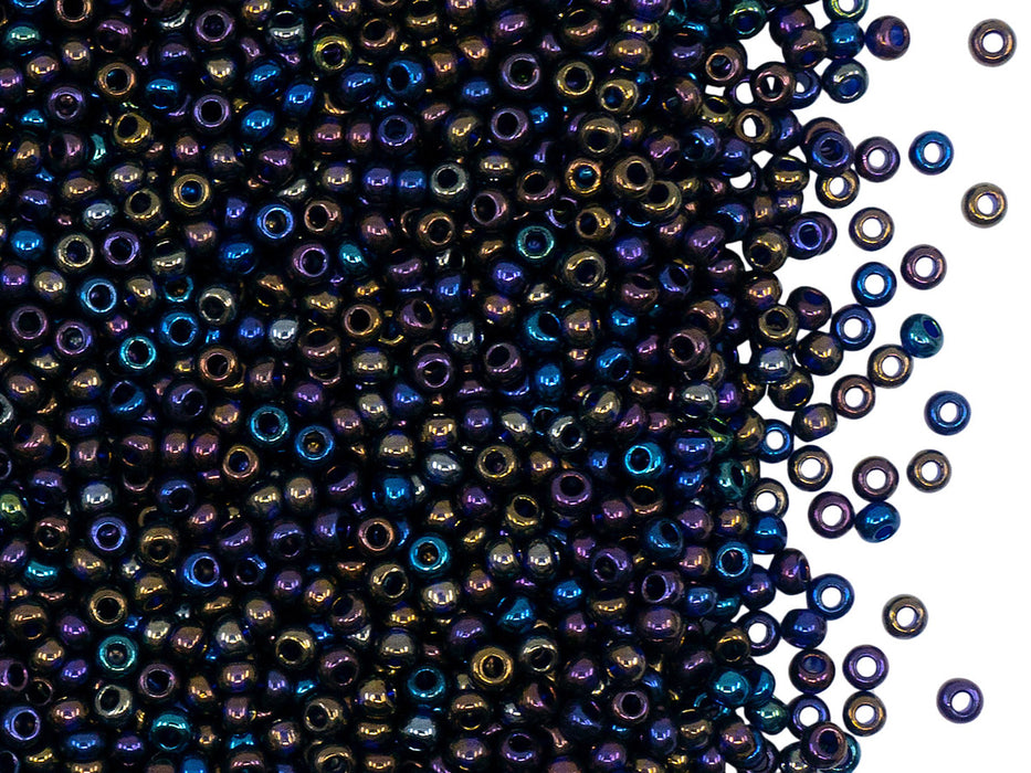 Rocailles Seed Beads 10/0, Dark Sapphire Rainbow, Czech Glass