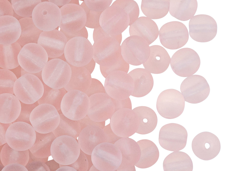 Round Beads 6 mm, Light Pink Matte, Czech Glass