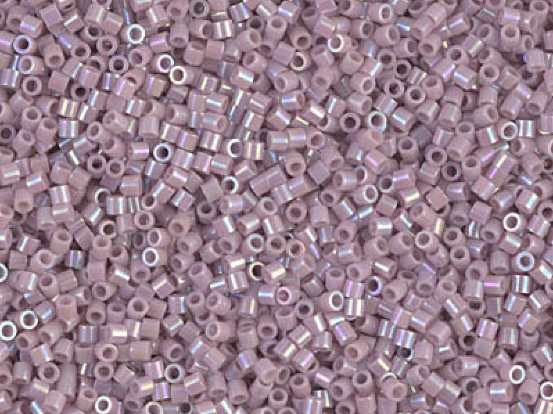 Delica Seed Beads 15/0, Opaque Lilac AB, Miyuki Japanese Beads