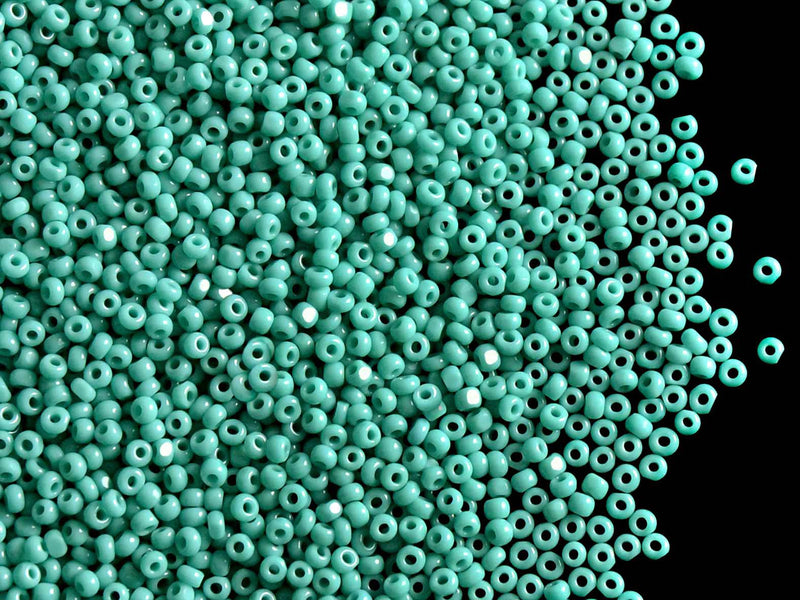 1-Cut Charlotte Beads Preciosa Ornela 13/0, Green Turquoise, Czech Glass