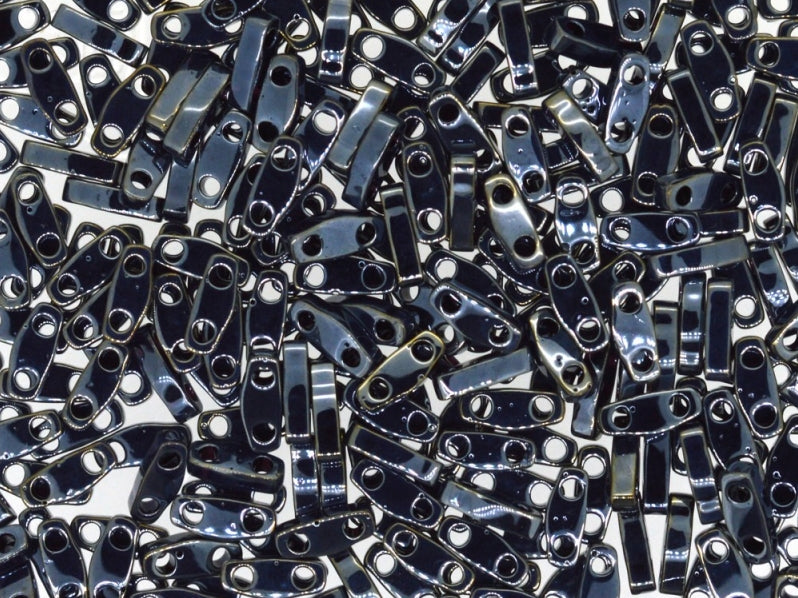 Quarter Tila™Beads 5x1.2x1.9 mm, 2 Holes, Light Gunmetal, Miyuki Japanese Beads