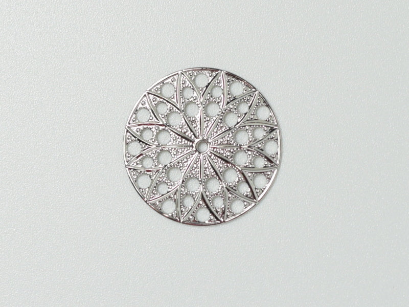 Filigree Round 22 mm, Rhodium Plated, Metal