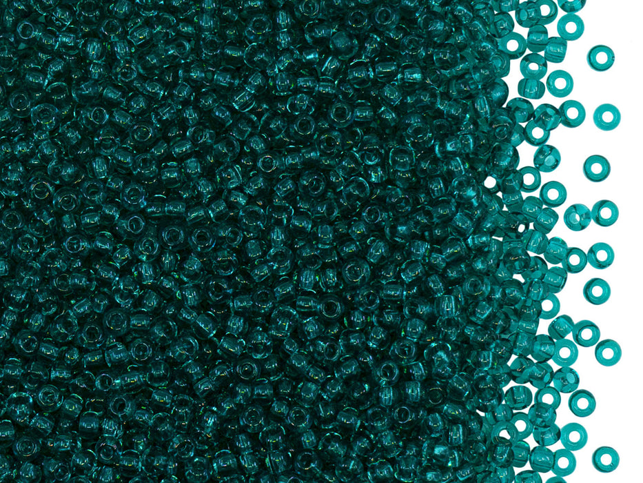 Rocailles Seed Beads 11/0, Transparent Aquamarine Green, Czech Glass