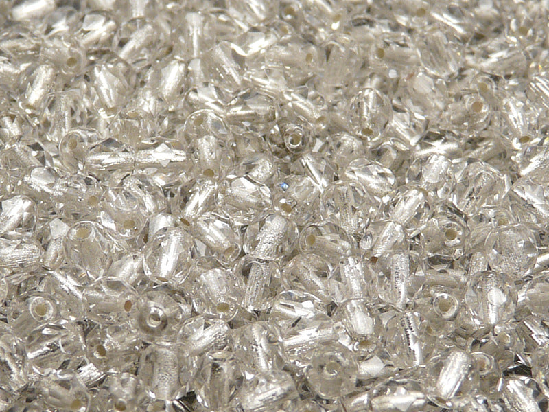 Fire Polished Faceted Beads Round 5 mm, Crystal Silver Lined, Czech Glass