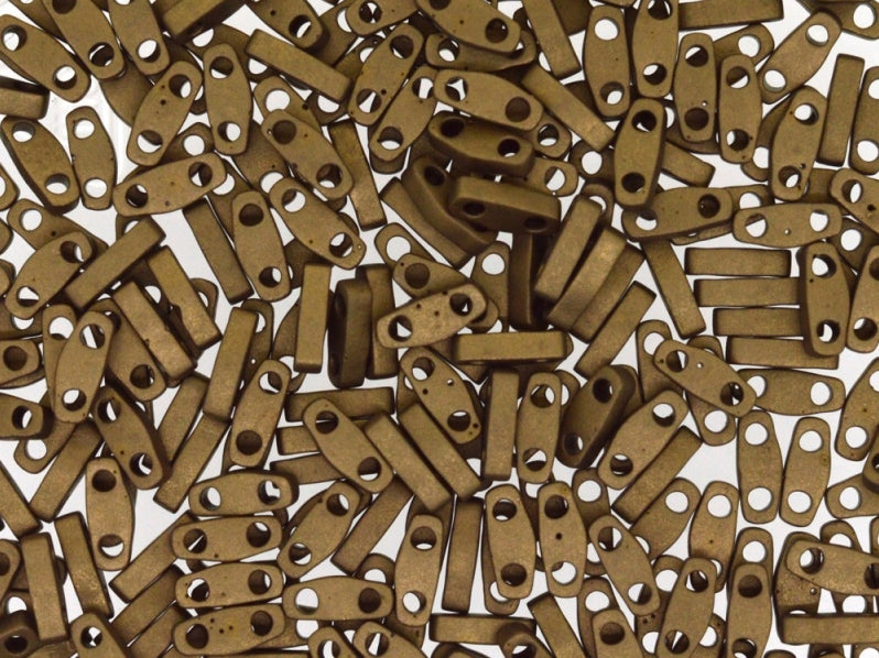 Quarter Tila™Beads 5x1.2x1.9 mm, 2 Holes, Matted Metallic Dark Bronze, Miyuki Japanese Beads