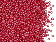 Rocailles Seed Beads 10/0, Opaque Red Coral Luster, Czech Glass