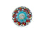 Czech Glass Buttons Hand Painted, Size 10 (22.5mm | 7/8''), Transparent With Red Flower Ornament, Czech Glass