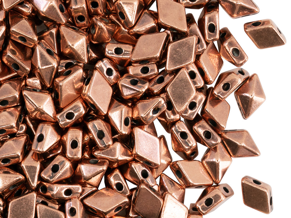 Diamonduo™ Beads 5x8 mm, 2 Holes, Plated Antique Copper, Metal