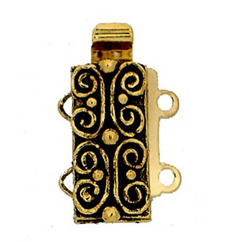 Clasps 13x6 mm, 2 Holes, 23KT Gold Plated Old, Metal