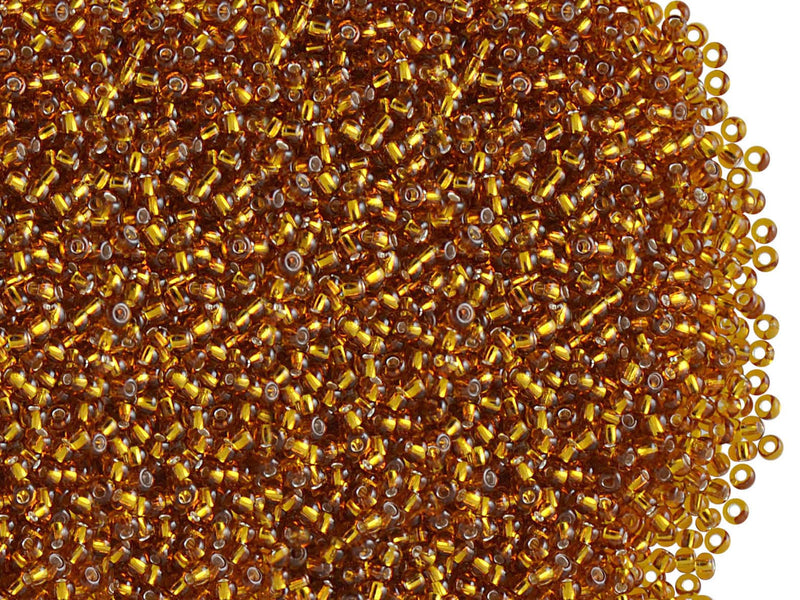 Rocailles Seed Beads 13/0, Light Topaz Silver Lined, Czech Glass
